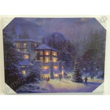 Картина с LED подсветкой: новогодние гулянья, выполненная на холсте
